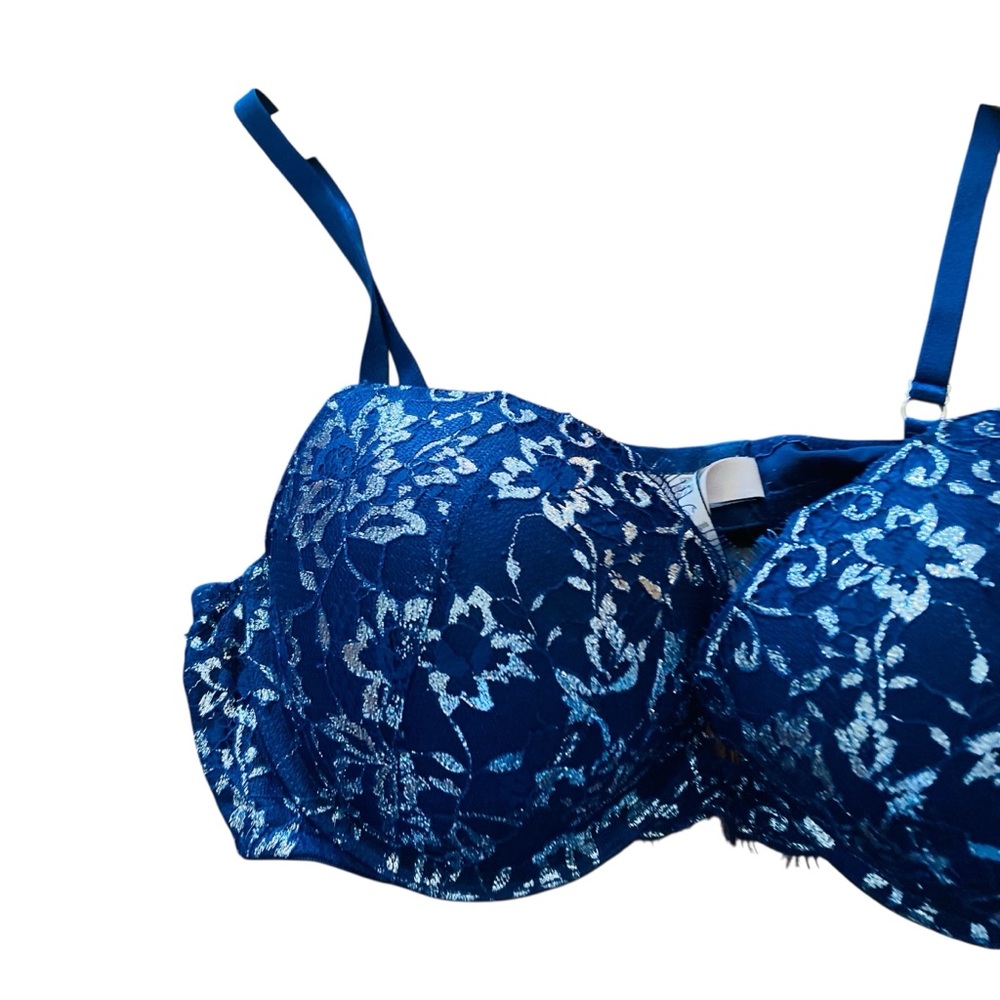 Victoria Secret Navy Metallic Lace Bra - Picture 2 of 5